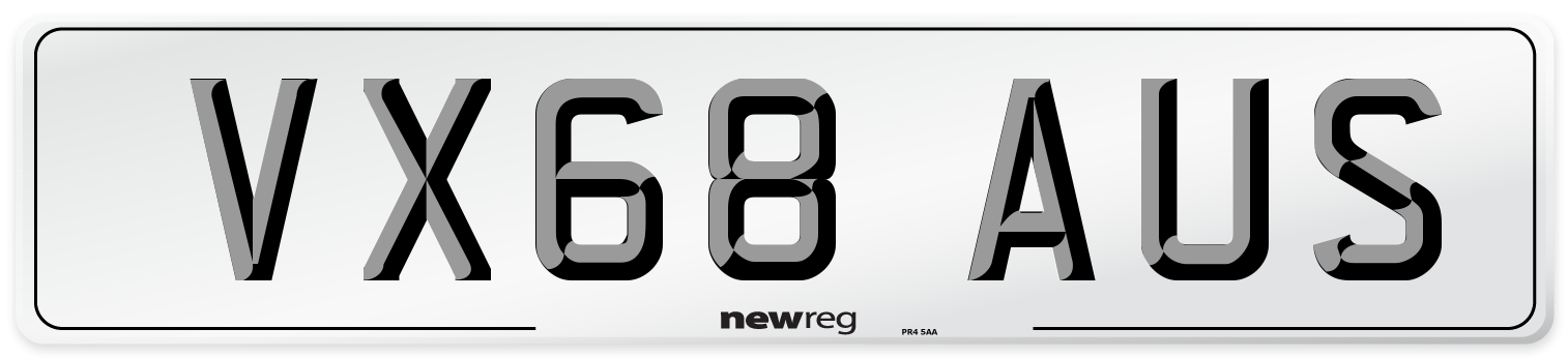 VX68 AUS Number Plate from New Reg
